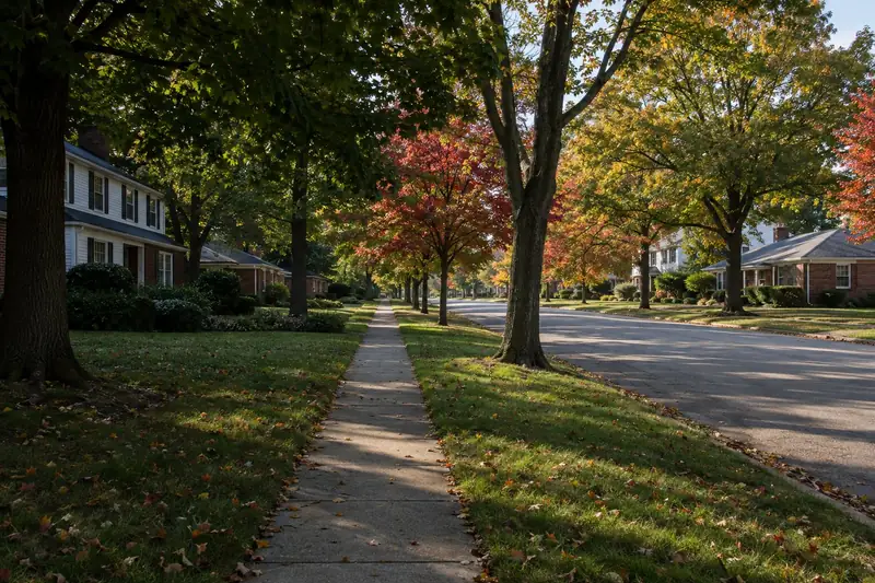 A tree-lined residential street, the kind of neighborhood we work in around Streetsboro, Ohio